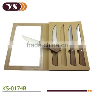 4 pcs walnut wood handle steak knife set