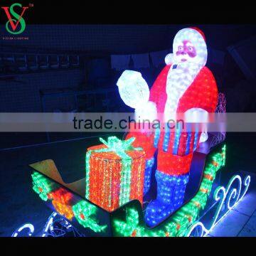Christmas Life Size LED Reindeer Sleigh With Santa Claus