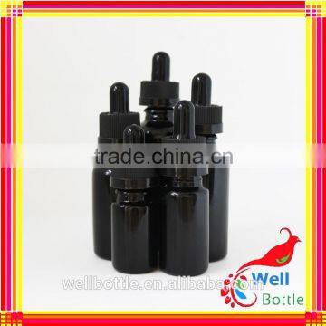 glassy black dropper bottle withsimple scew cap for essential oil bottle China supplier