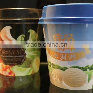 4oz-12oz customized printed paper and PP plastic ice cream containers with lid