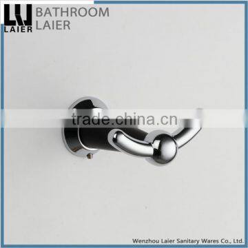 Sleek Zinc Alloy And Wood Chrome Finishing Bathroom accessories Wall Mounted Double Robe Hook