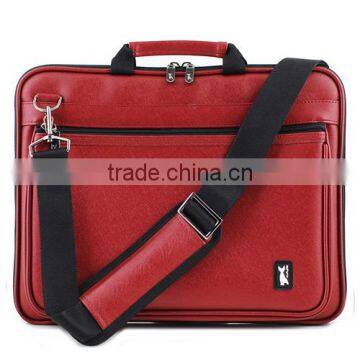 OEM Factory 11.6 Inch Hot Selling Red Leather Laptop Bag with Accessories Pouch