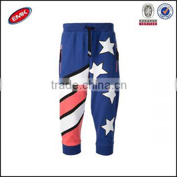 America flag multi pocket ladies fashion three quarter loose dance pants