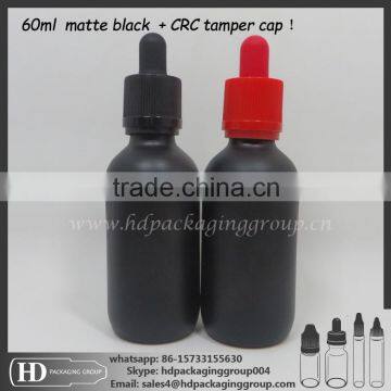 60ml matte white black frosted eliquid glass bottle with childproof tamper cap