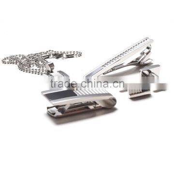 Hot selling jewelry set wholesale men's stainless steel money clip tie bar cufflinks design