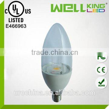 2015 Hot CE ROHS CUL Approved 3w 5W e14 e12 led light candle bulb