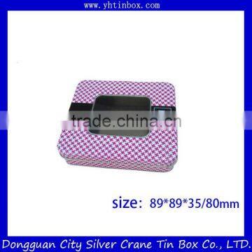 Square cookie tin box with PVC window