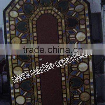 Stone Inlay Rectangle Table Top, Marble Inlay Rectangle Table Top