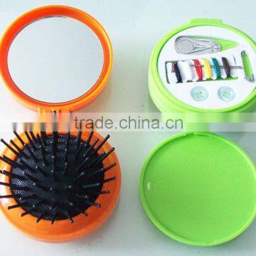 pocket hair brush with cosmetic mirror