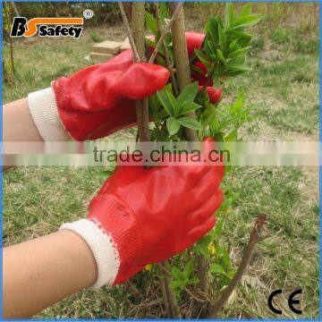 BSSAFETY Red Full Dipped PVC Gloves Oil-resistant Working Gloves photo-2