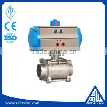 Pneumatic 3pc SS304 weld ball valve