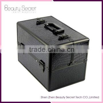 Aluminum cosmetic case black high quality professional makeup bag