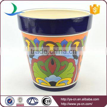 YSfp0007-02 Hand print ceramic standing flower pot rack for garden