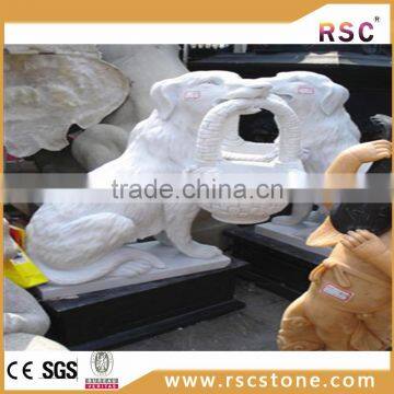 White decorative stone fu dog statue