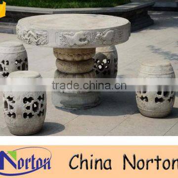 Garden carved elephant outdoor stone tables and benches NTS-B280A