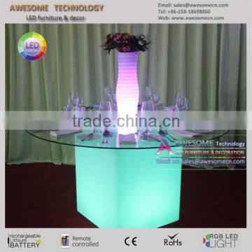 Pink Acrylic Dining Table Base With Clear Top for Romantic Wedding photo-2