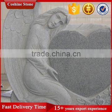 G603 Grey Angel Heart Headstone Monument Tombstone photo-3
