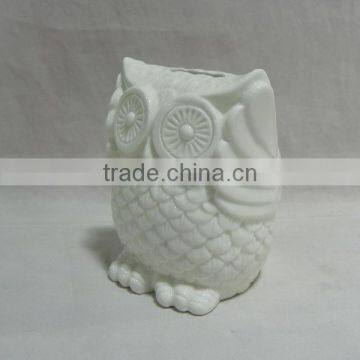 2014 White Color Ceramic Money Box in Owl Shape