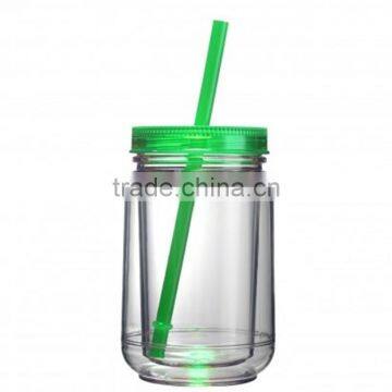16OZ Mason Jar Cup Blank Clear Double Wall Insulated Tumbler Travel Mug Straw photo-5