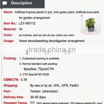Artificial Tropical Plants in Pot Mini Green Plant Artificial Succulent for Garden Arrangement photo-3