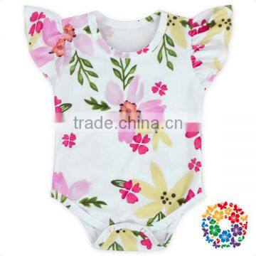 Wholesale Baby Girls Flower Ruffle Sleeve Clothing Newborn Romper Jumpsuit Baby Cotton Rompers