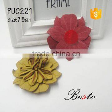 Wholesale Genuine New Custome PU Material Artificial Leather Daisy Flower for Shoes Decoration photo-4