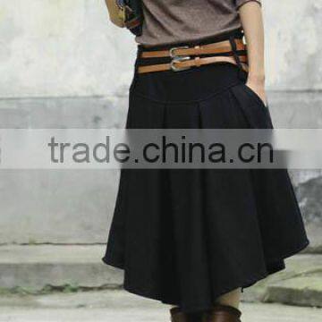 New arrival autumn winter spring wool skirt for women plus size mid long skirt high waist pleated skirts