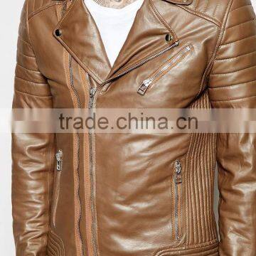 Brown Leather Motorbike Jacket photo-3