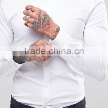 Custom New Design Spread Collar Long Sleeve Mens 98% Cotton 2% Elastane Soft Satin Slim Fit Casual White Business Dress Shirts photo-3