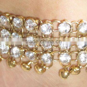 Broad PAYAL Anklets With Bells Pair GOLD , Plated photo-2
