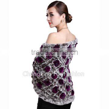 CX-B-69B Floral Rex Rabbit Fur Wedding Dress Shawl All Types Of Shawls photo-5