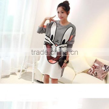 cartoon print lovely rabbit loose and comfortable dress