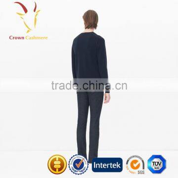 Navy Blue Men Cashmere Wool Pullover Sweater photo-4