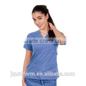 Women's UltraSoft Mock Wrap Scrub TOP Medical Nursing Uniform V-Neck 2-Pockets photo-5