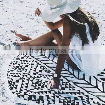 Walson Wholesale Drop Shipping Printed Microfiber Fabric Round Beach Towel With Tassels photo-4