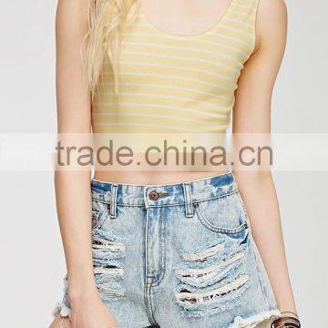 Summer Ready Striped Print crop tops wholesale women