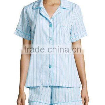 2017 Top Design Stripes Solid Wholesale Cotton Pajamas for Summer photo-3