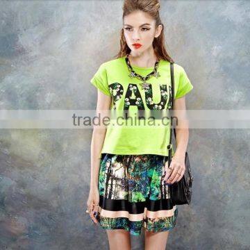 Wholesale 2015 High Quality Print Cotton Spandex Ladies Apparel Crop Top / New Fashion Women Apparel photo-4