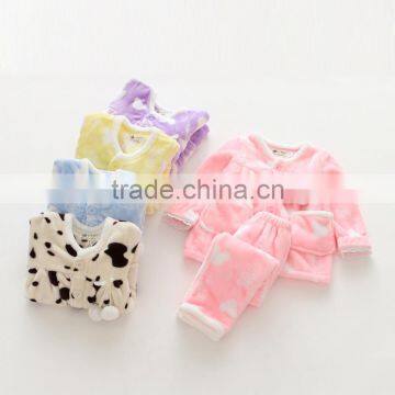 Autumn new style sweet flannel soft wholesale girl pajamas