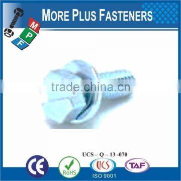 SEMS DIN 6901 SCREW WITH FLAT WASHER ASSBMBLIES SLOT INDENT HEX HEAD SHARP POINT TAPPING SCREW