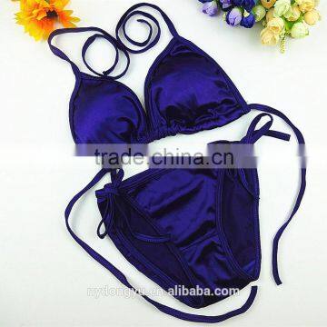 blue women satin bikini/ssy free size satin sexy bikini swimwear