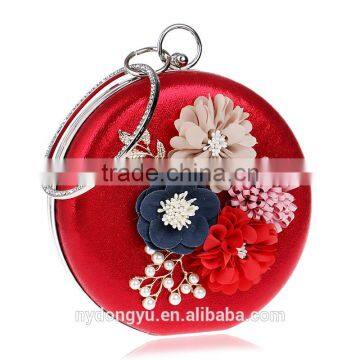 red flower clutch bag /ygm silver gold red portable purse Evening bag / Gorgeous Bridal Wedding Purse Party Handbag