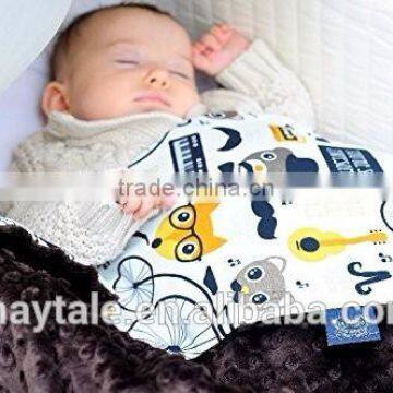 Ultra Soft Baby Minky Blanket With Cotton Print photo-5