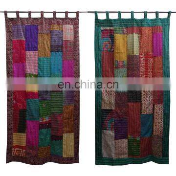 Wholesale Vintage Kantha Curtains Silk Sari Patchwork Curtains