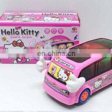 New design cartoon pink 3D light electrical mini bus toy for kids