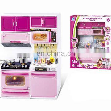 Newest Item Pastic Children Kitchen Toy Play set With light with music with doll