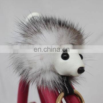 Popular New Keyring Accessory Genuine Fox Fur Custom Hedgehog Fur Keychain photo-3