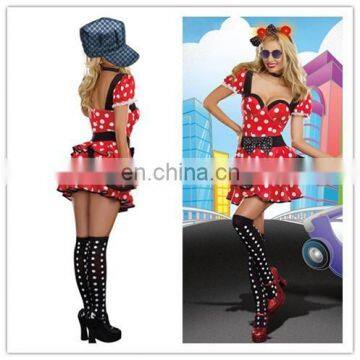 Hot sell red pot dot women french maid costumes 2015