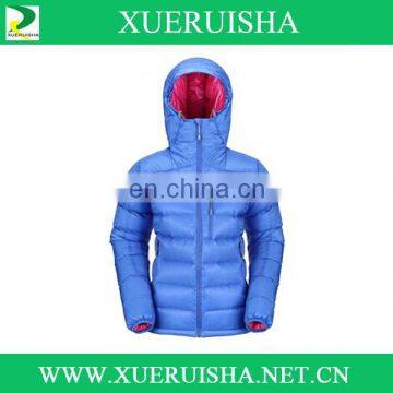 waterproof and soft shell down jacket for woman in blue color