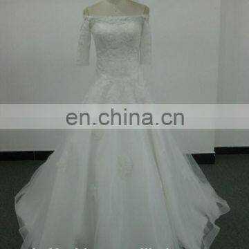 EBX-26 Off shoulder lace and long sleeve wedding dress